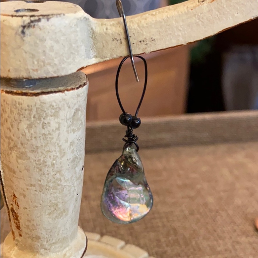 Iridescent Abalone Shell Drop Hook Dangle Earrings - image 8